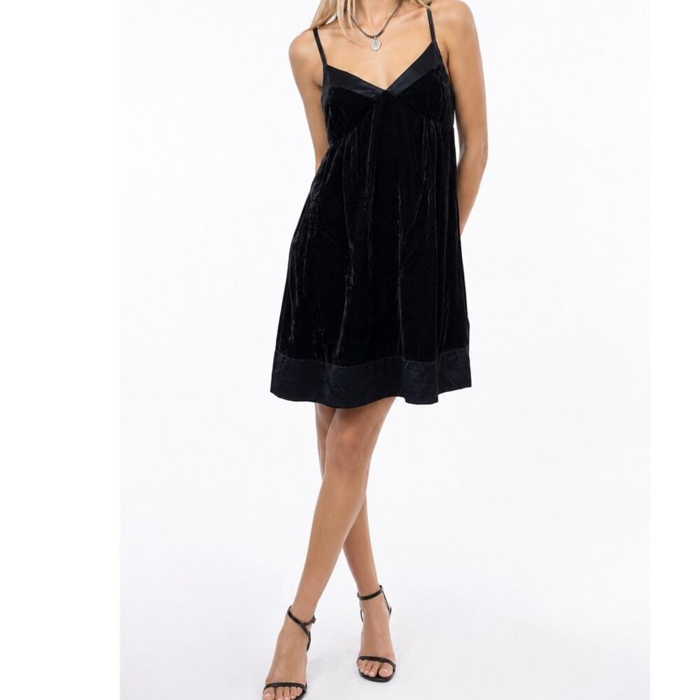 Gap Vintage Velvet Babydoll Mini Dress Midnight Blue Size 4